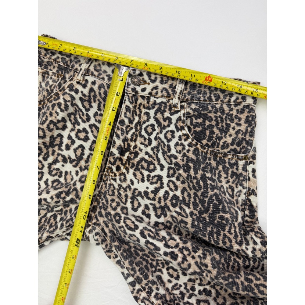 Lioness Faded Leopard Print Horseshoe Jeans Low Rise Curved Leg Denim Small - Picture 4 of 9